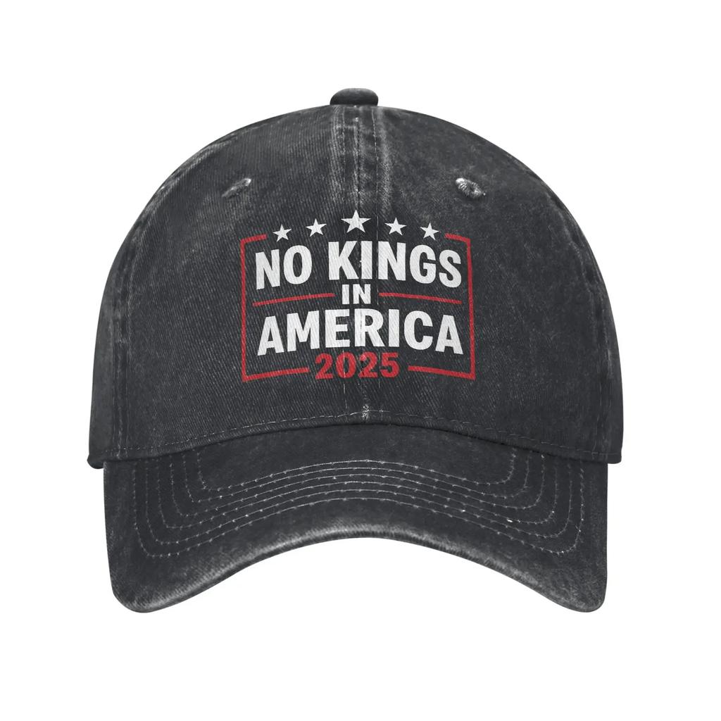 No Kings Baseball Cap Retro Distressed Denim  Snapback Cap Unisex Outdoor Summer Unstructured Soft Hats Cap