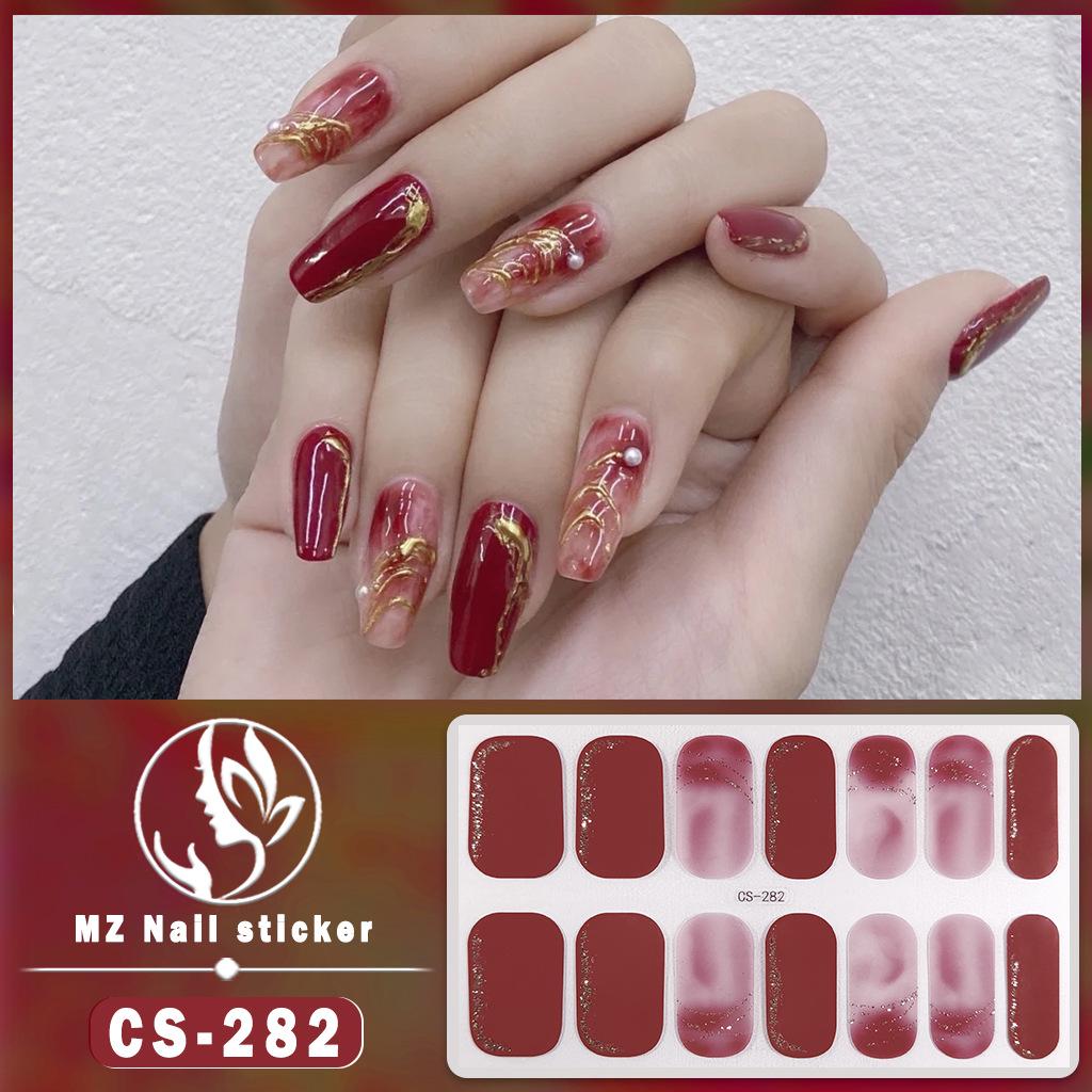 CS Wasserdichte Gel-Nagellack-Sticker - Vollabdeckung Japanischer Koreanischer Stil Neujahr Nagelkunst-Aufkleber