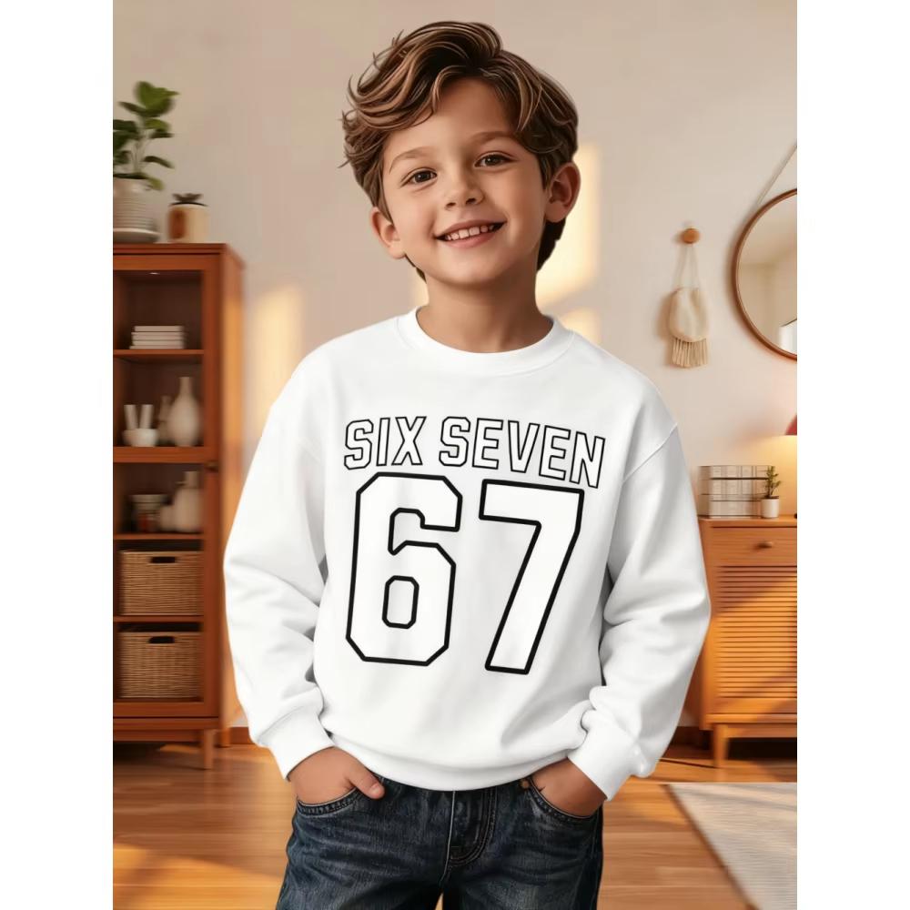 6 7 Meme Kids Sweatshirts Funny Digital Graphic Hoodie Casual Long Sleeve Top Loose Comfortable Streetwear Fashion Boys Clothes