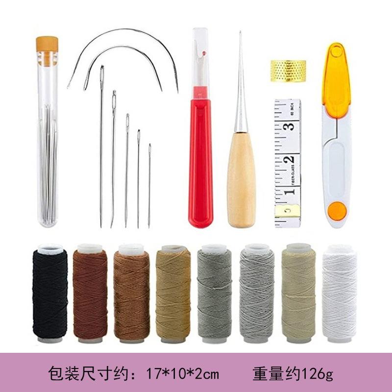 Leather Working Kit with Leather Needles Sewing Awl Waxed Thread Leather Upholstery Repair Kit, Sewing Tools for Hand Stitchin