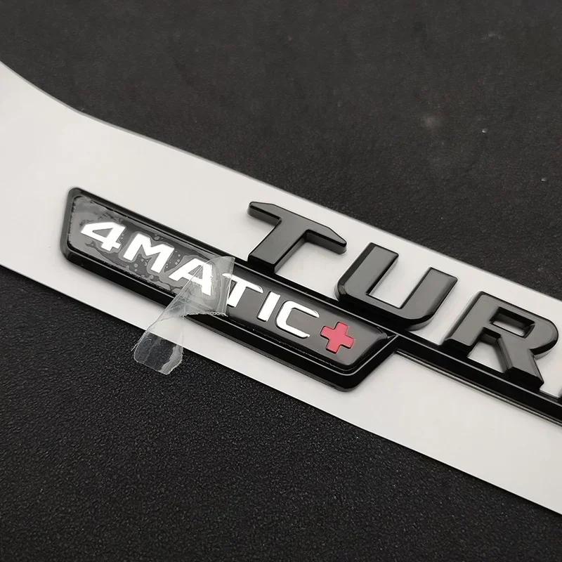 2pcs Car Letters Fender Trim Badge Turbo 4matic Plus Emblem Sticker Mercedes A45 Cla45 Amg C117 Gla45 Gle53 X247 Accessories HOT