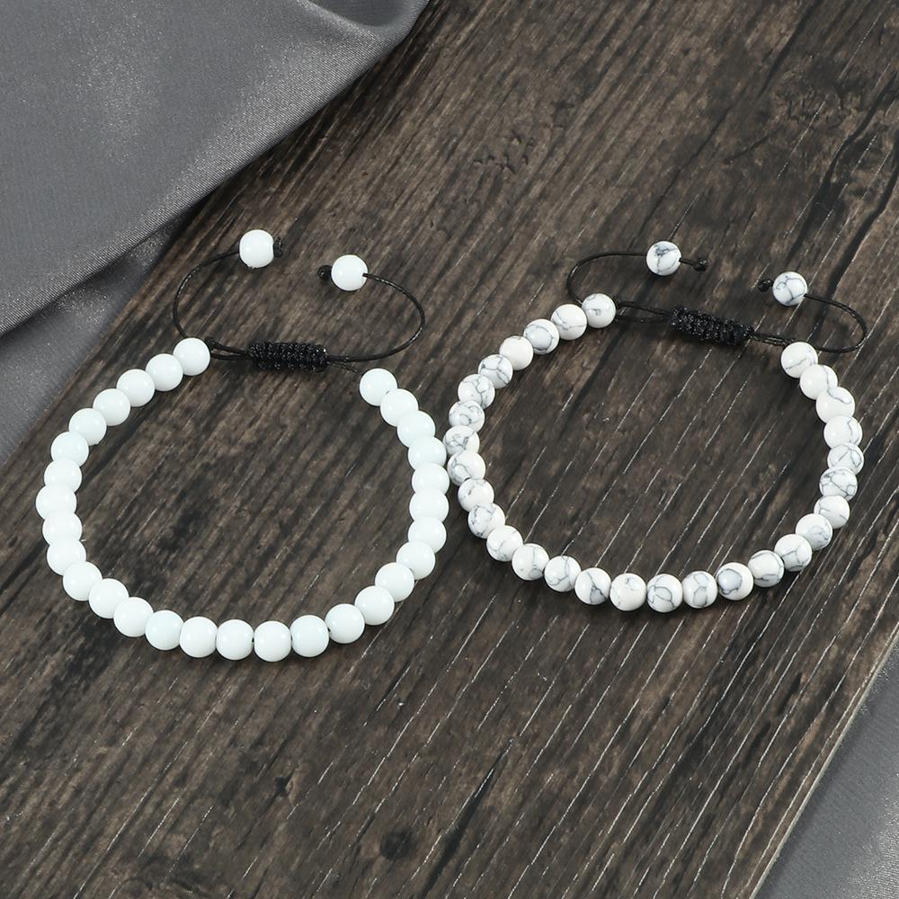 Verstellbares Lavastein-Perlenarmband - Kreative Unifarbene Serie