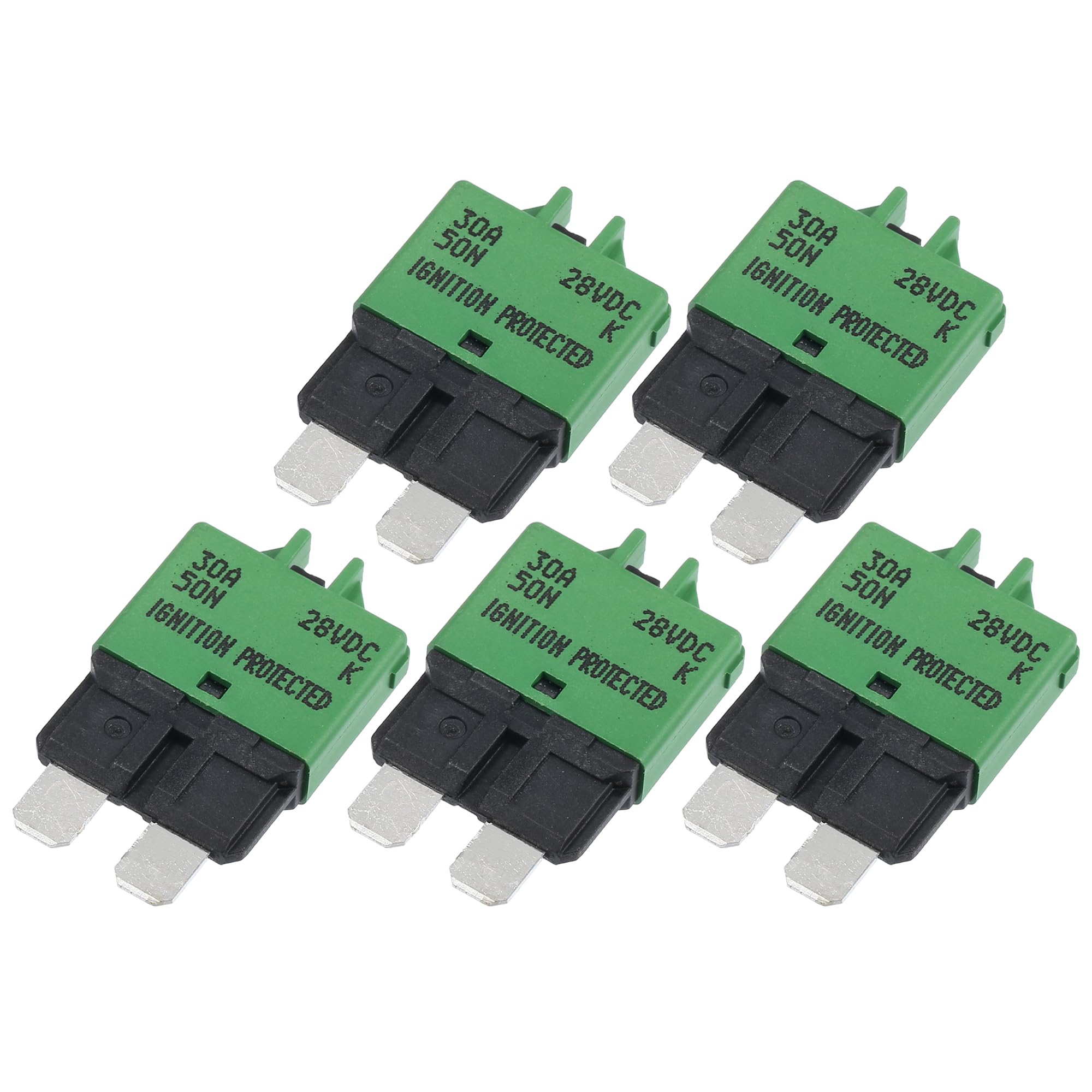 

A ABSOPRO Vehicle Marine Metal Grain 30A 28V Manual Resettable Style Fuse Set of 5