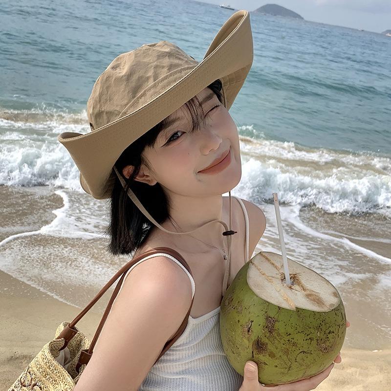 Vintage Eaves Mountaineering Hat Women's Summer Outdoor Camping Visor Western Cowboy Hat Simple Sun Protection Fisherman Hat