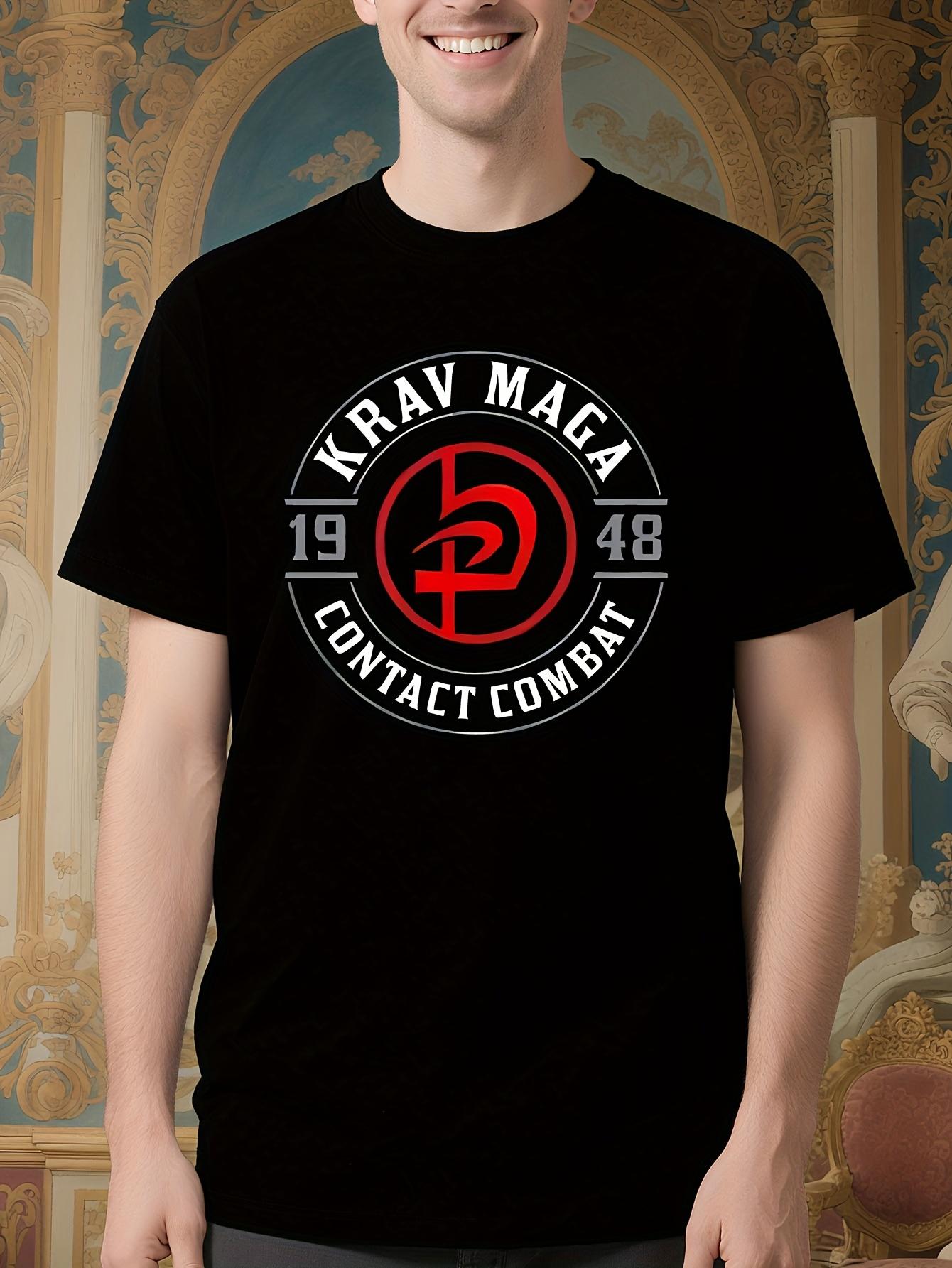 Krav Maga Martial Arts Tshirt - Black with Red Circle Log... S
