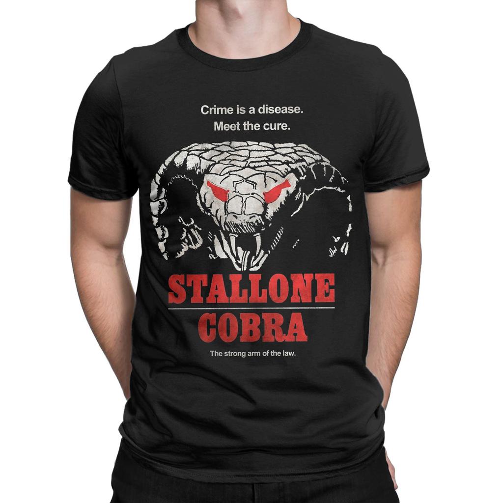 Stallones Cobra Movie T-Shirts Men Awesome Cotton Tee Shirt O Neck Short Sleeve T Shirts Gift Idea Clothes