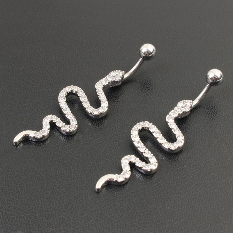Zirkon Bauchnabelringe Funkelnde Schlangenförmige Bauchnabelringe Körperpiercingschmuck Damen Dangle Bauchnabelpiercingring