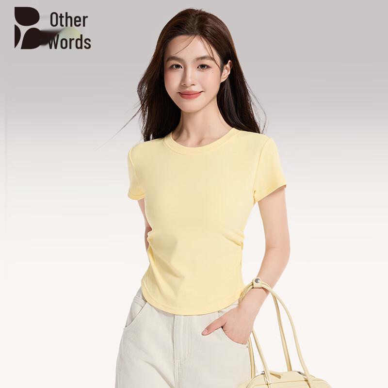 Women s Pleated Crop Top T-shirt with Flying Sleeves S