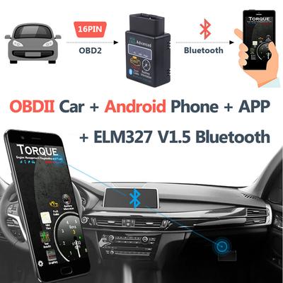 OBD2 HH ELM327 V1.5/V2.1 Bluetooth OBDII CAN BUS Check Engine Car Auto Diagnostic Scanner Tool Interface Adapter For Android