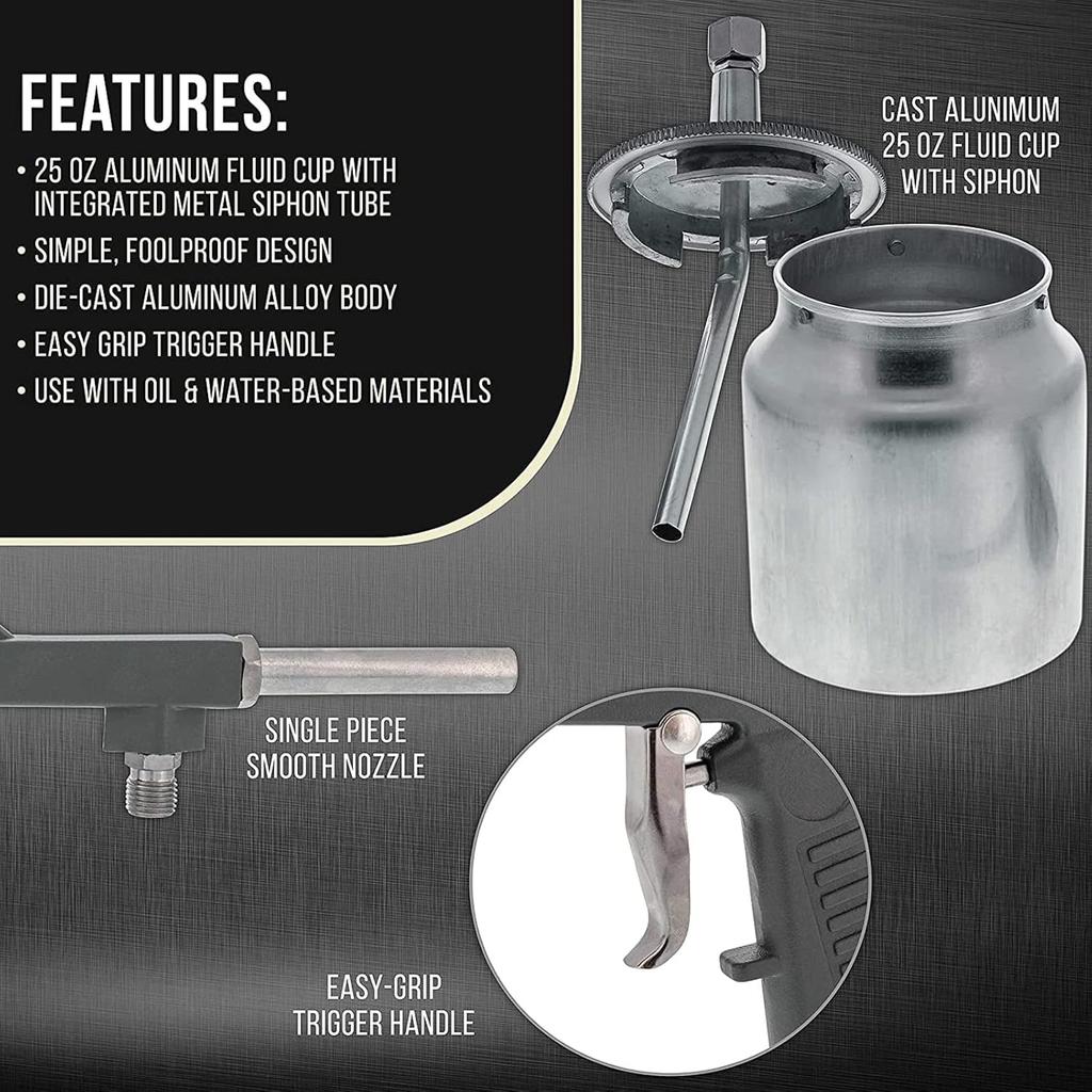 Sandblaster Gun Kit, Air Sand Blasting Gun, Air Undercoating Spray Gun With750cc Aluminium Cup, for Rubberized Undercoat, Proofing
