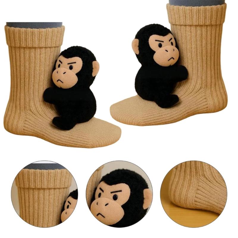3D Knits Animal Socks,Plush Animals Hug Socks,Funny Novelties Winter Warm Hand Crocheted Socks Christmas Gifts Women