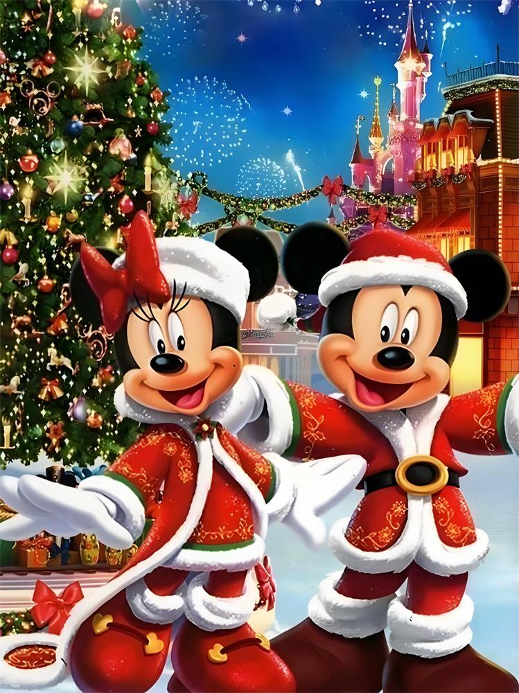 Disney 5D Diamond Painting Dark Mickey and Minnie Decoration DIY Full Diamond Mosaic Inlaid Cross Stitch Set Gift