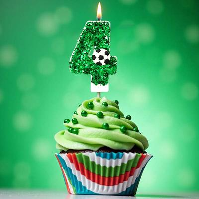 Green Soccer Candles 4 Year Old Birthday Candle Cake Topper Happy Birthday Sign Boy Parties Anniversaries Celebrations