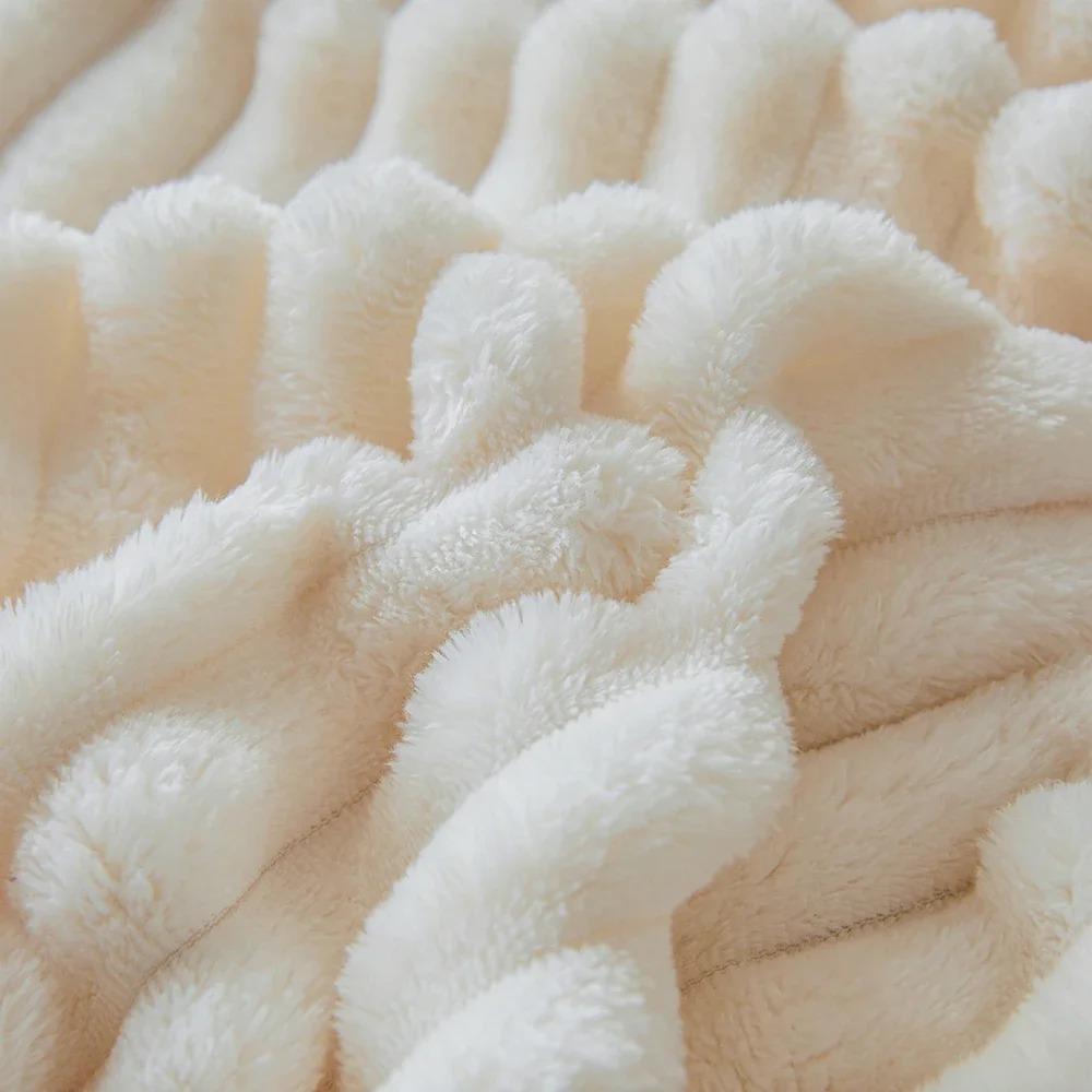 Wide Ribbed Flannel Fleece Blanket 300Gsm Ultra Soft Plush Throw Blanket Microfiber Cozy Warm Blanket For Couch Bed Sofa Travel