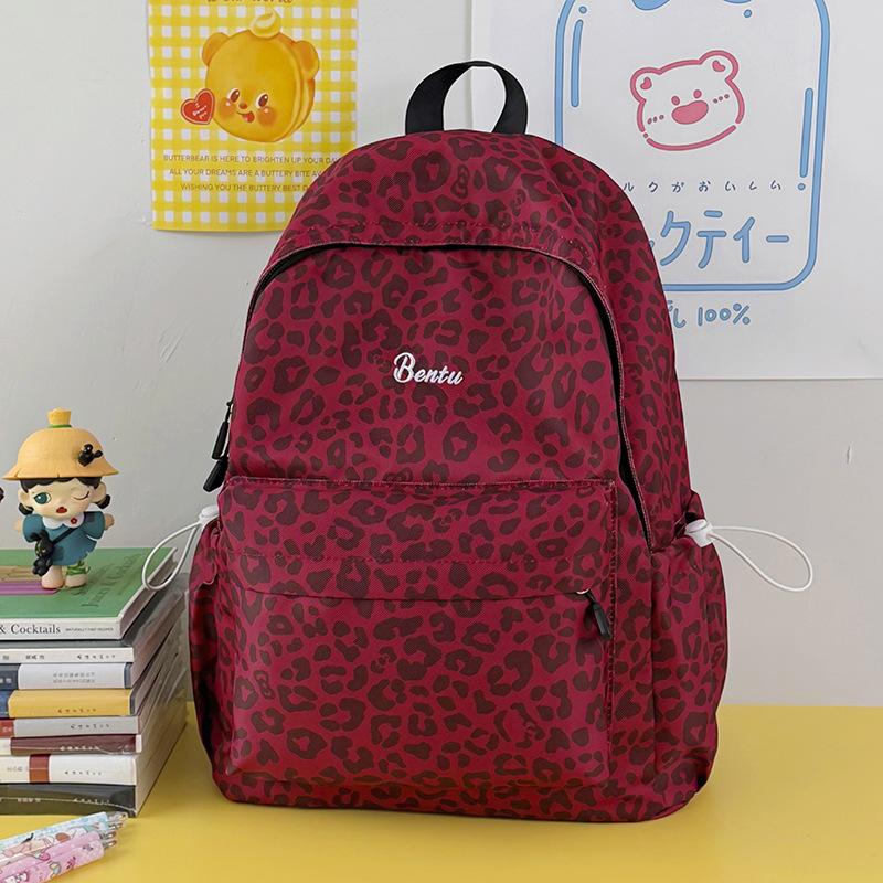 Schulrucksack Koreanischer ins neuer hochwertiger Retro frischer und süßer Leopardenmuster Rucksack Mittelschüler leichter Reiserucksack