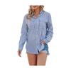 2024 Summer Women's Fashion Striped Long Sleeve Shirt Cotton Polyester Blend