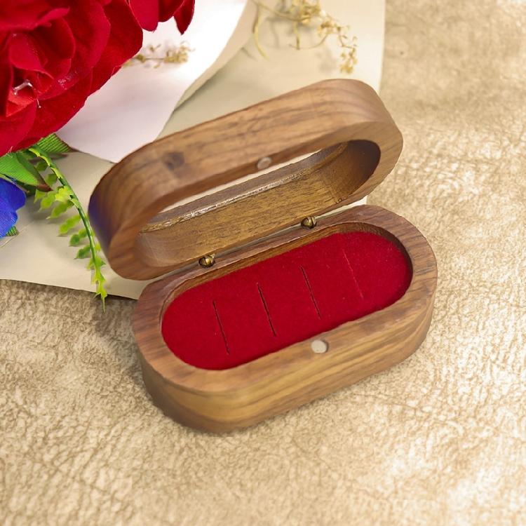 Black Walnut Aesthetic Rings Showcase Compact Wood Rings Jewelry Box Convenient and Portable Storage and Display Cases