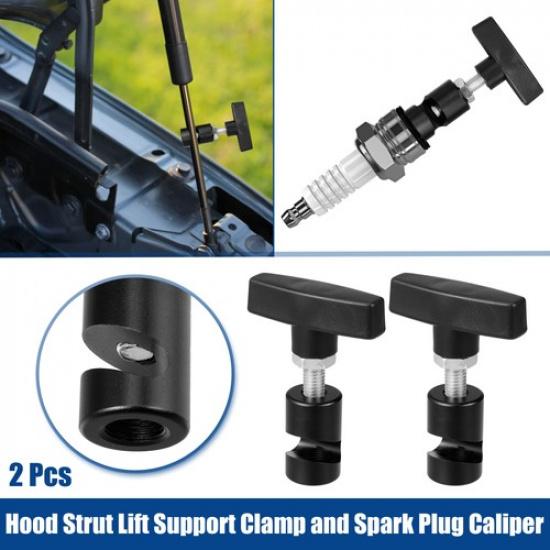 

2 Pcs Car Hood Strut Lift Support Clamps Spark Plug Caliper 2-in-1 Tool Black