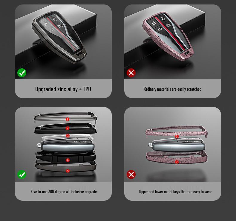 Premium Metal Key Case for Hongqi H5, H7, HS5, HS7 - Luxury Car Remote Holder with Buckle