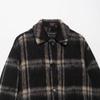 Womens Wool Blend Plaid Jacket Loose Fit Streetwear Outerwear Long Sleeve