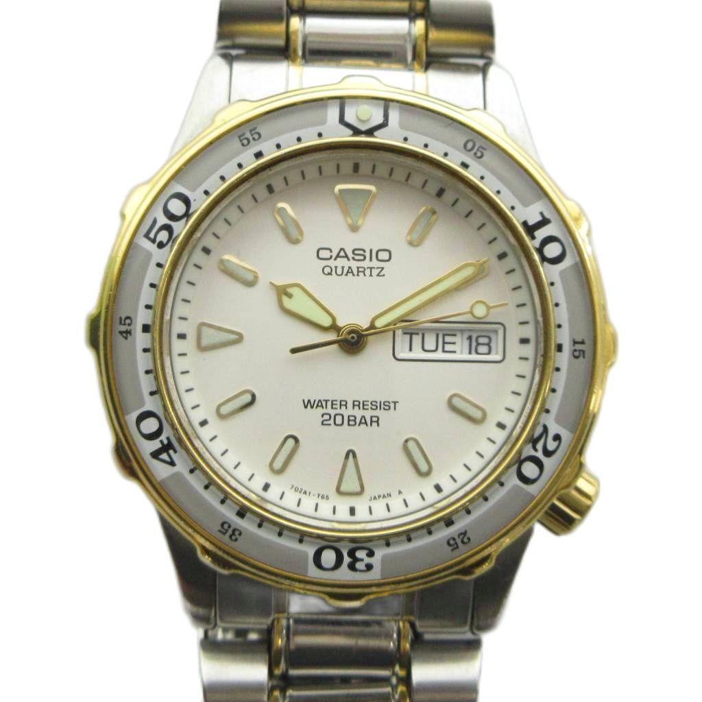 Casio Quartz Watch with White Silver MD-715 Calendar, Dial, Tone, Men's GY18 /MQ