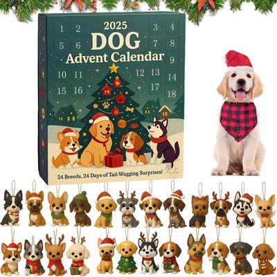 Psí adventní kalendář, 24 dní překvapení, při kterých se vrtí ocáskem! s 24 rozkošnými ozdobami psích plemen, vánoční odpočítávací kalendář pro milovníky psů a psa