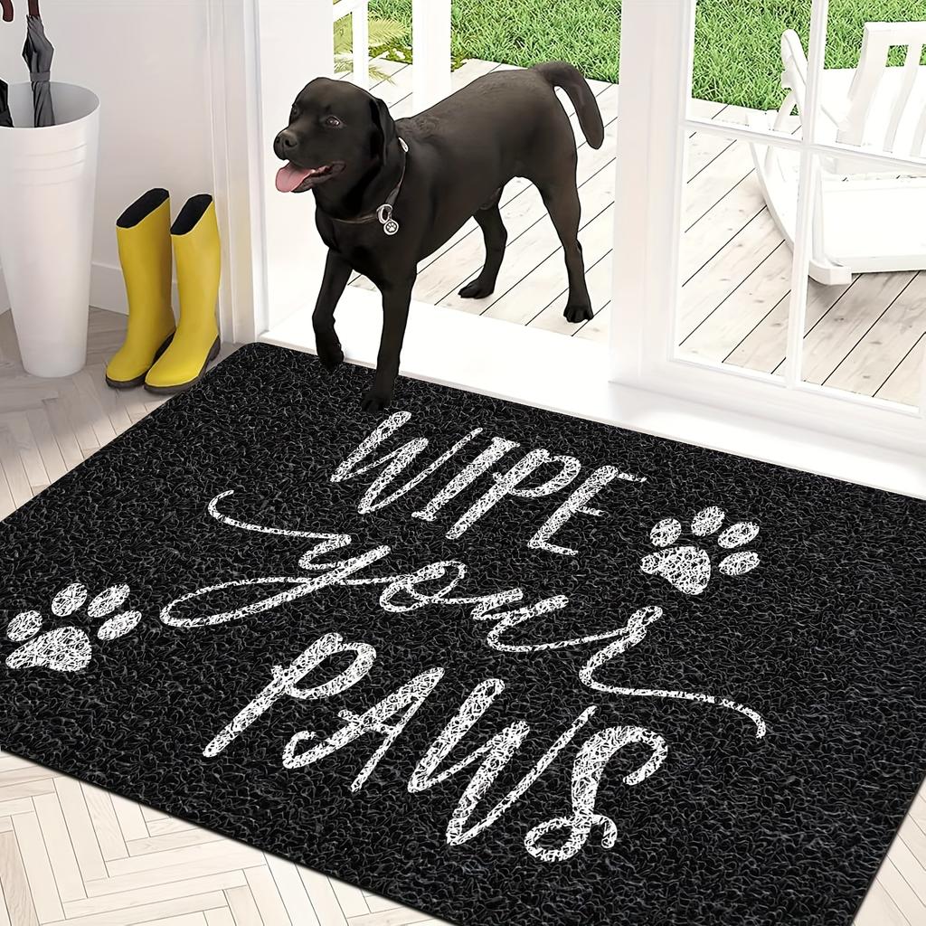 Wipe Your Paws Door Mat Carpet Mat Rug Home Decoration Paw Print Black Coconut Fiber Non Slip Floor Mat Entryway Home Floor Mat