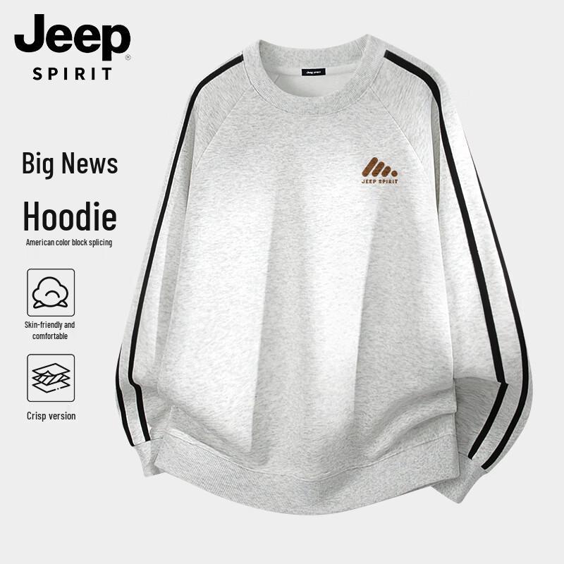 JEEP SPIRIT Men s American Style Heavyweight Round Neck Sweatshirt 3XL