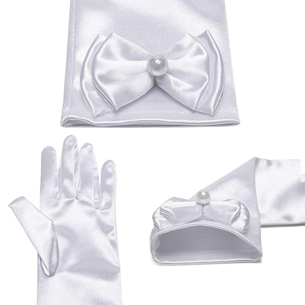 Satin Sequins Princess Skirt Accessories Stage Gloves Full Finger Mittens Children Long Gloves