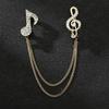 Men's Korean Style Eagle Guitar Brooch with Rhinestone Chain Badge