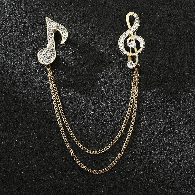 Men's Korean Style Eagle Guitar Brooch with Rhinestone Chain Badge