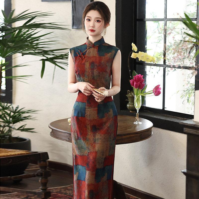 Republic of China style new Chinese sleeveless Suzhou long cheongsam improved young 1011 new women's high sense summer