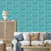Polynesian Geometric Pattern Turquoise Wallpaper 50x1000
