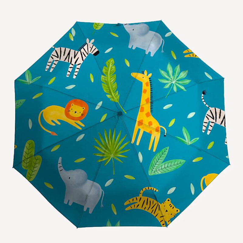 

1pc Safari Animals Automatic Umbrella - 8-Rib Portable Folding Black Iron Frame for Outdoor, Beach, Travel, Beach Umbrella,057