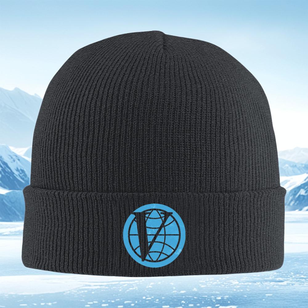 Globe logo design letter V global Men Women Unisex Knitted Hat Beanie Pullover Cap Winter Thermal Warm Christmas Outdoor Cycling