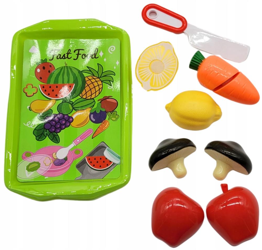 Set For Children Vegetables And Fruits For Cutting On Velcro Toy Tray Knife