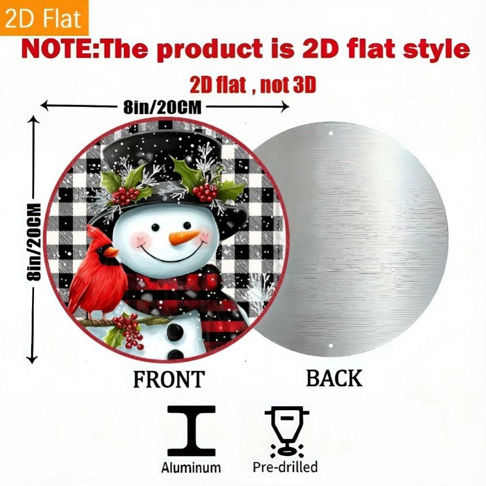 Vintage Snowman Metal Wall Art Round Wreath Winter Home Decor Christmas Gift