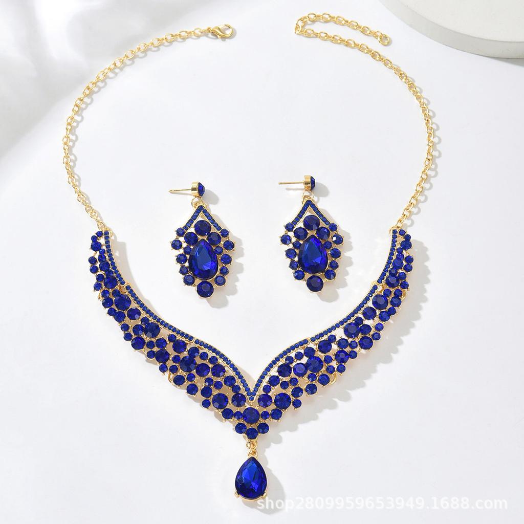 Dress Jewelry Direct Sales Necklace Earrings Two-piece Set Flower Bride Retro High-end Design Set