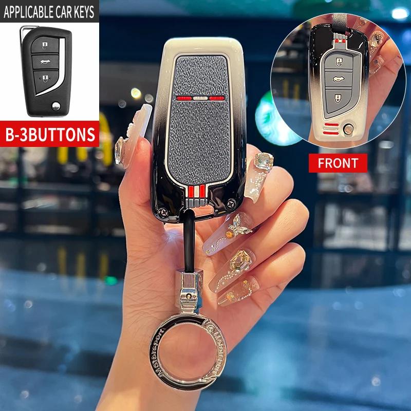 VCA2 Car Key Case For Toyota Prius Camry Corolla C-HR CHR RAV4 Prado Izoa Levin Avalon 2018 -2024 Car Shell Cover Alloy silica gel