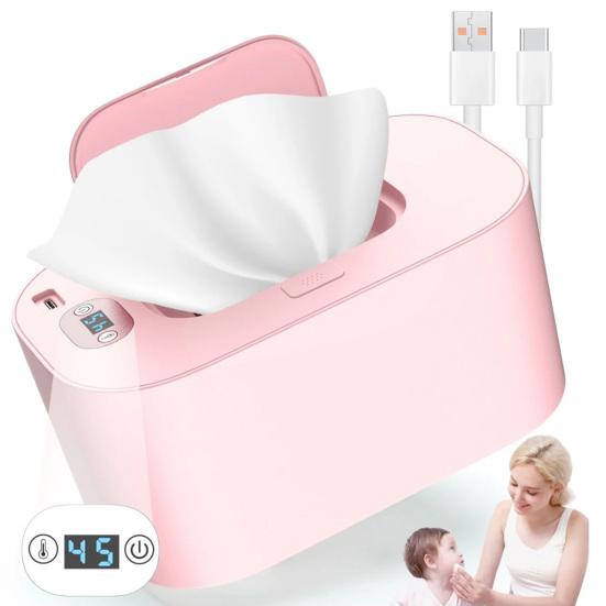Baby Wipe Warmer Portable Wet Wipes Warmer with LED Display Adjustable Wipe Warmer Dispenser for Baby Wet Wipes Home Travel Car Use