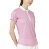 FootJoy Women's Citrus Print Short Sleeve Ribbed Collar Golf Shirt, Pink Lemonade, Size M (FJW-S25-S11, 34834-M)