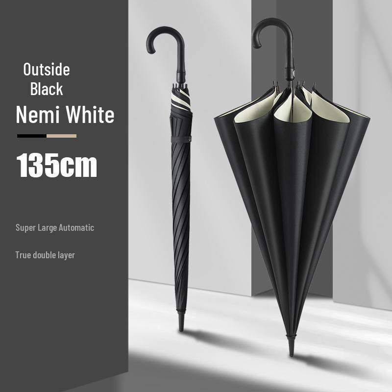 Extra Large Double Layer Automatic Umbrella for Two, Reinforced Long Handle, Stormproof and Sturdy