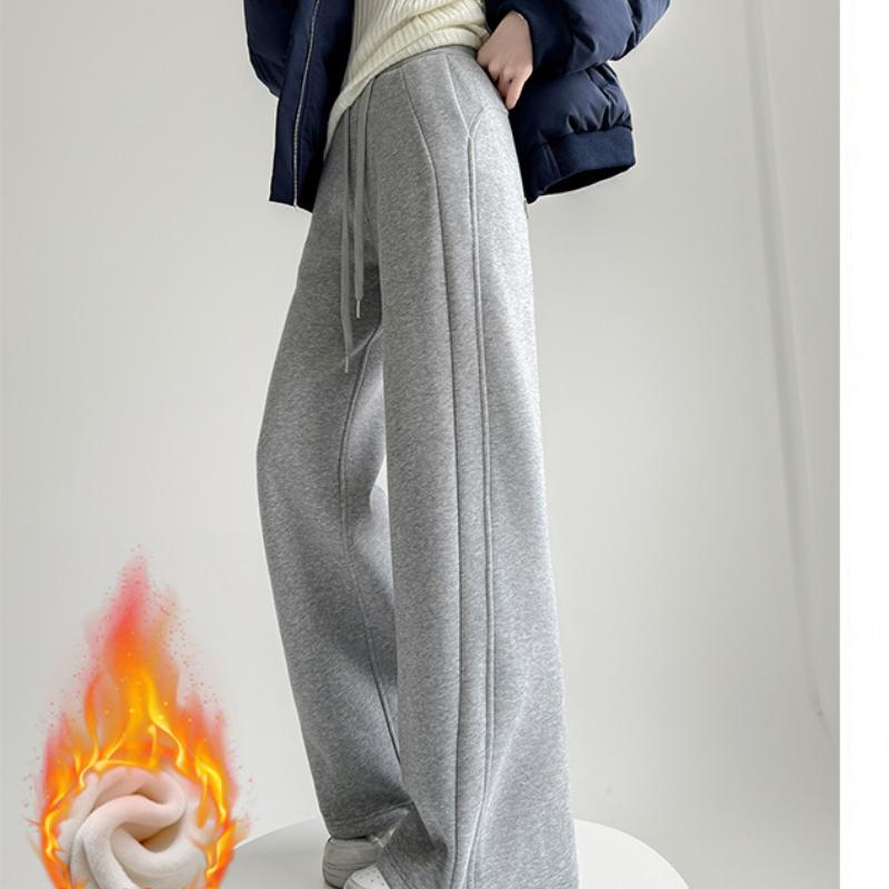 Sporthose für Damen im Herbst und Winter Neue lockere Straight-Leg-Sweathose Schmale Version mit Samt Weitbeinige Hose