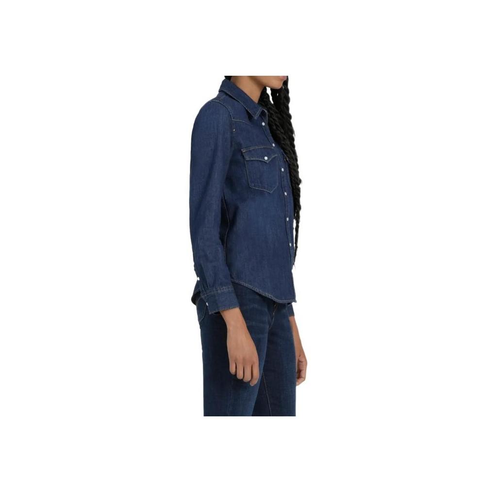 Levis Solid Color Single-Breasted Point Collar Long Sleeve Shirt Women shirts Dark-Blue 86832-0017