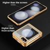 PU Leather Phone Case for Samsung Z Flip 7 fe 6 5 4 3 Flip6 Flip5 Flip4 Flip3 Hinge Protective Gold Frame Cover