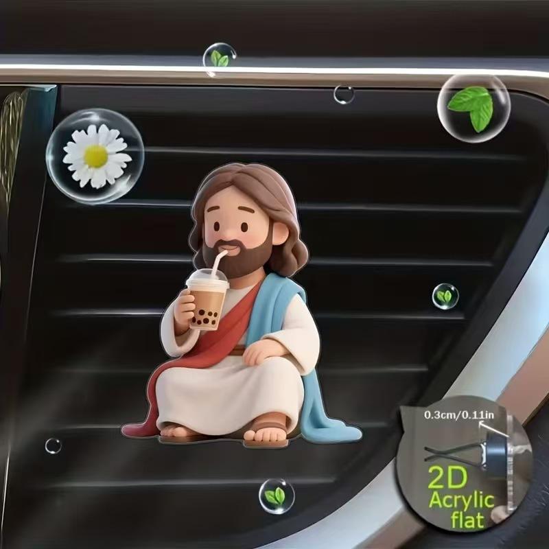 Cute Cartoon 2D Acrylic Car Air Vent Clips Religious Auto Air Freshener Clips For Car Interior Decoration
