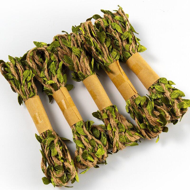 10M Green Leaf Hemp Rope Simulation Rattan Diy Kindergarten Decoration Christmas Bouquet Binding Rope