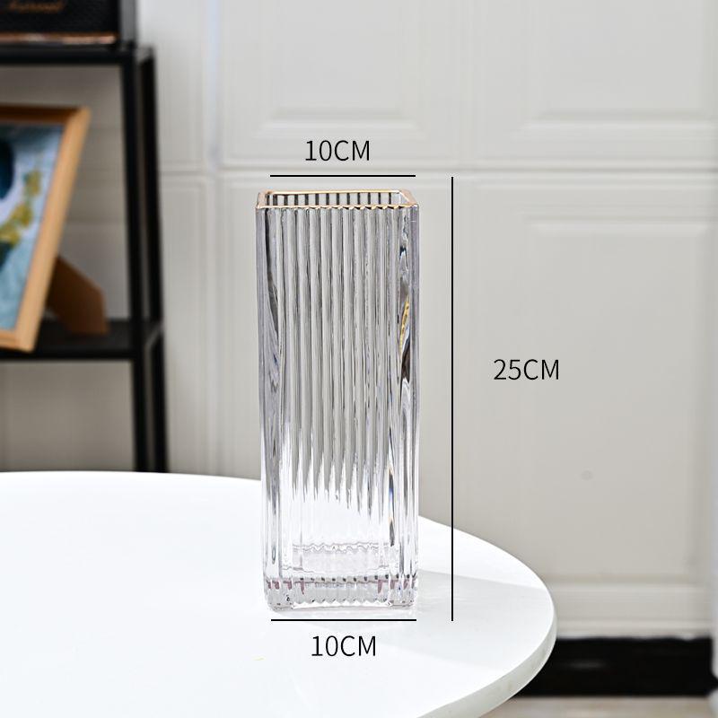 Thickened Square Glass Vase for Fresh Flowers - Elegant Hydroponic Floral Container for Living Room & Dining Table Decor