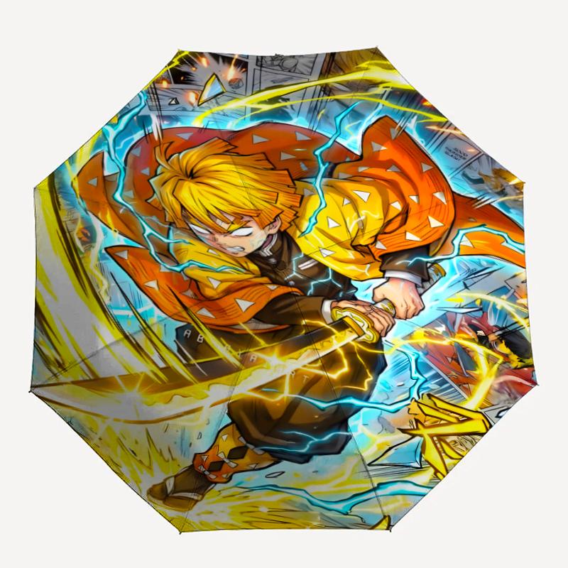 1pc Agatsuma Zenitsu (4) Umbrella, Sun Protection, And UV Shielding. It Has Eight Sturdy Ribs for Outdoor Use And Perfect As a Holiday Gift