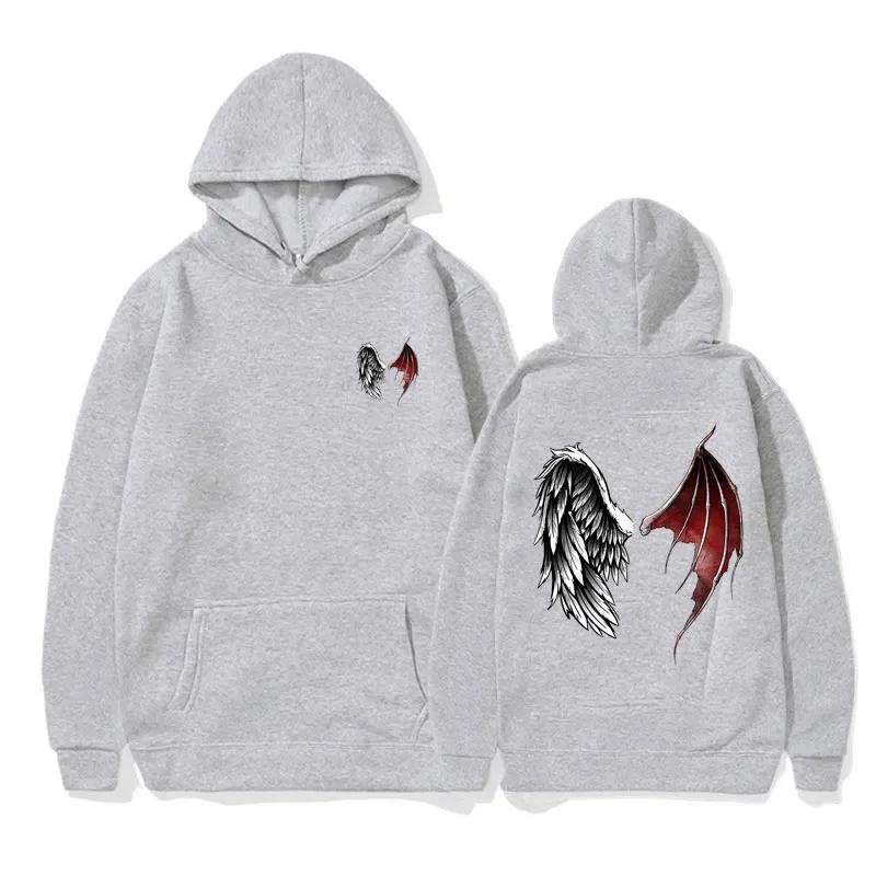 Mikina Lucifer Wings svetr s kapucí Devil Angel Wings Nebe a peklo Tip na dárek pro ženy Fleece svetr s kapucí Sportovní mikina